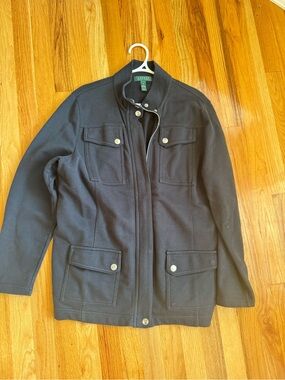 Ralph Lauren women’s 1X Black Field Jacket with silver hardware 100% cotton